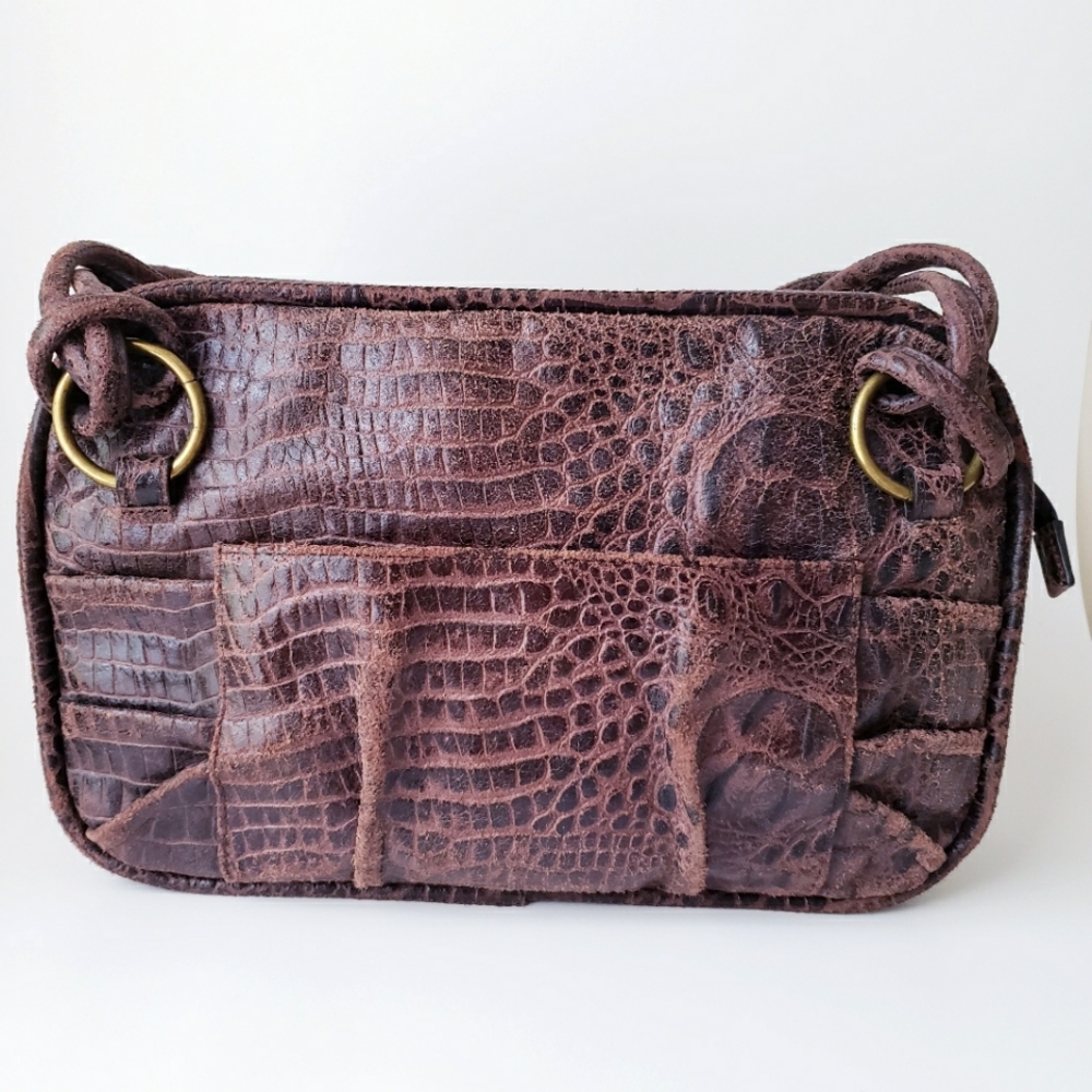 Vintage Donna Dixon Brown Croc Print Handbag